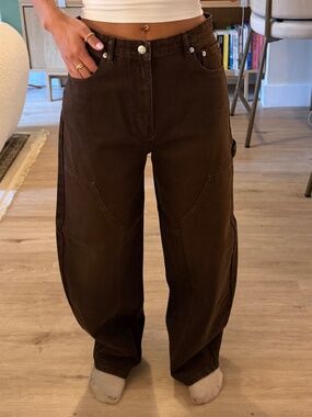 SEROYA Marbel Barrel Carpenter Jeans | Size 27 | Vintage Brown